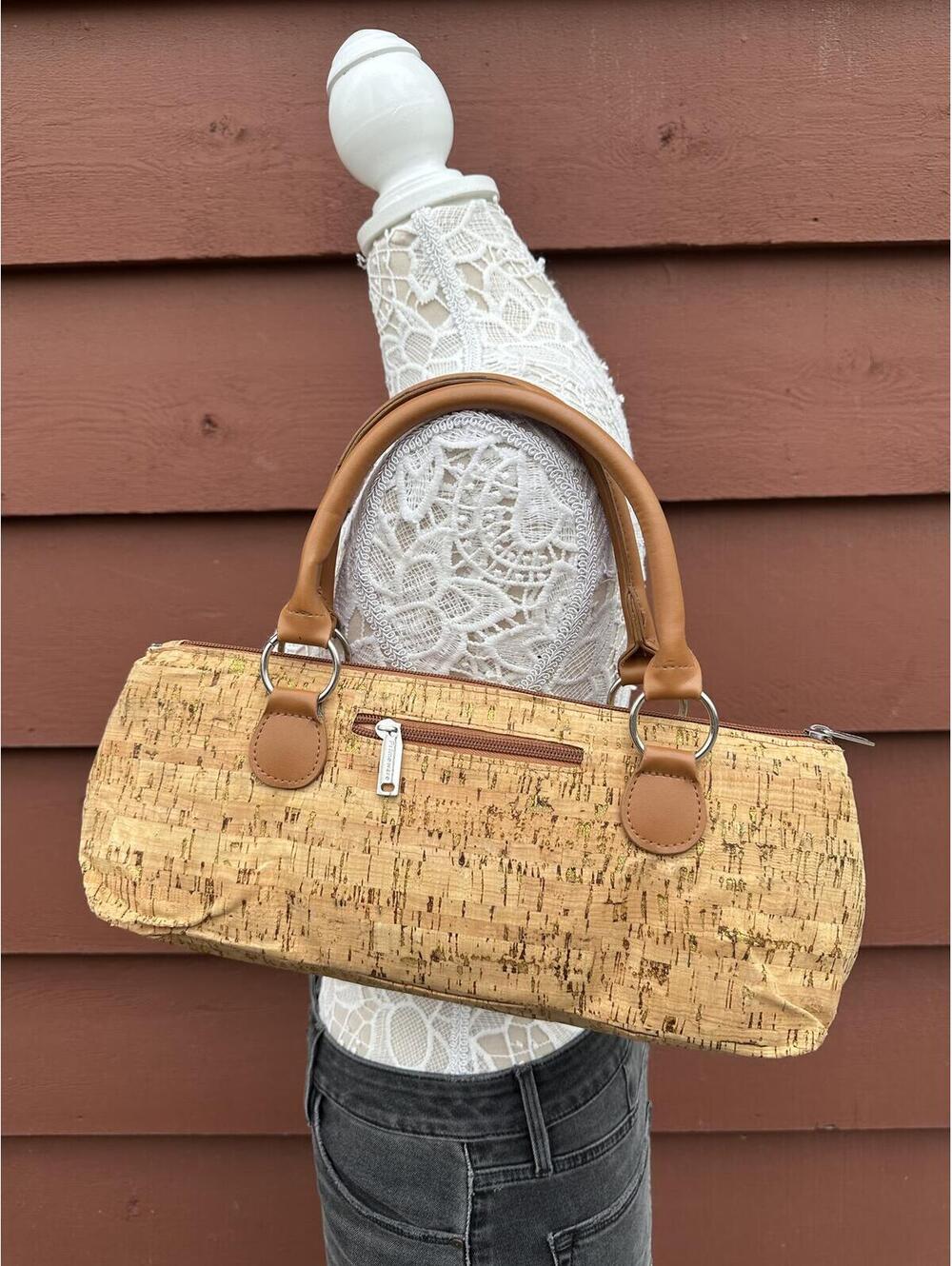 Amazon Natural Cork and Brown Handle Cooler‎ Shoulder Bag